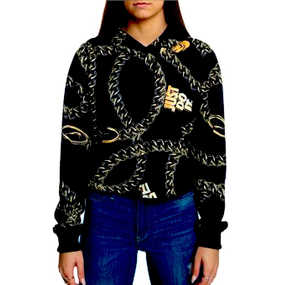 Nike black gold chain crop hoodie size medium
